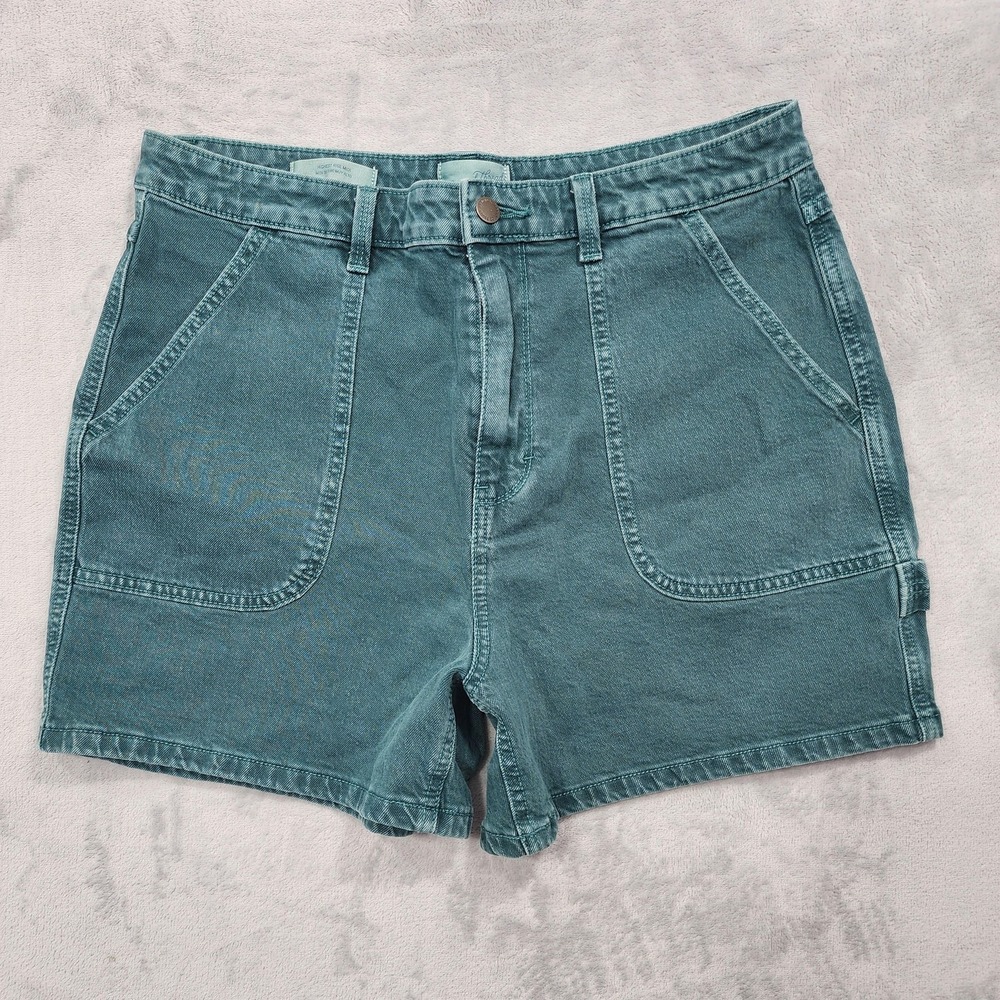 NEW Universal Thread Shorts Women 12 Green Highest Rise Midi Utility Cargo Denim